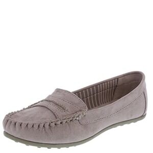 DEXFLEX | Women's Tan Suede Comfort Moccasin Loafer Flats